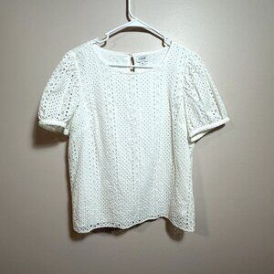 J. Crew Eyelet White Lace Top Size M